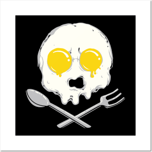 Egg Skull Funny Crossbones Spoon & Fork Breakfast Humor Gift Posters and Art